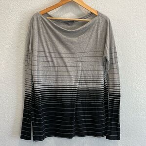 Vince Black & Gray Stripe Boat Neck Long Sleeve Tee Size Medium